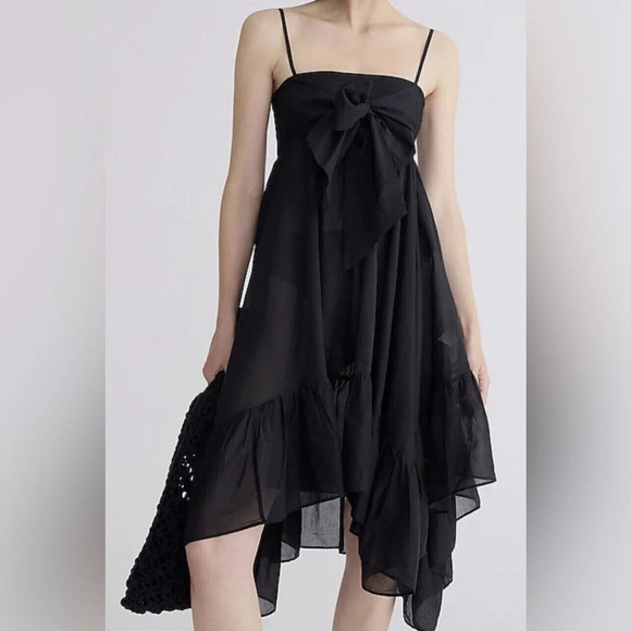 J Crew Cotton Voile Bow Front Beach Dress Hi Low Hems Coastal Resort NWT Sm - Picture 10 of 10